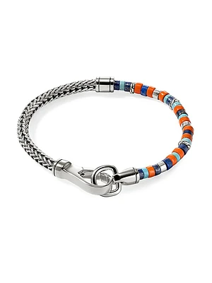 Heishi Sterling Silver, Lapis Lazuli, Turquoise, & Enamel Chain Bracelet