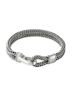 Sterling Silver Double Row Hook Clasp Bracelet