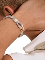 Sterling Silver Double Row Hook Clasp Bracelet