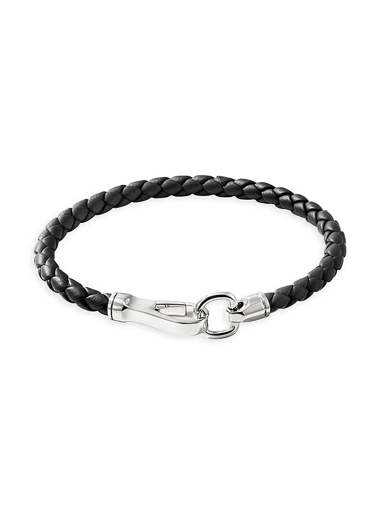 Braided Leather & Sterling Silver Cord Bracelet