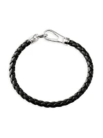 Braided Leather & Sterling Silver Cord Bracelet