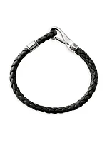 Braided Leather & Sterling Silver Double Row Bracelet