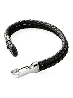 Braided Leather & Sterling Silver Double Row Bracelet