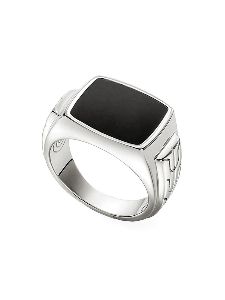 Sterling Silver & Black Onyx Signet Ring