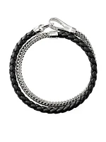 Sterling Silver & Braided Leather Double Wrap Bracelet