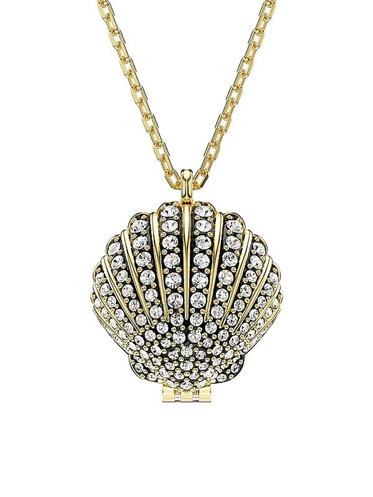 Idyllia Goldtone, Crystal & Imitation Pearl Clamshell Locket Pendant Necklace