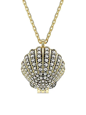 Idyllia Goldtone, Crystal & Imitation Pearl Clamshell Locket Pendant Necklace