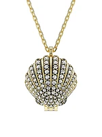 Idyllia Goldtone, Crystal & Imitation Pearl Clamshell Locket Pendant Necklace