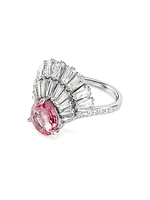 Idyllia Rhodium-Plated & Crystal Cocktail Ring