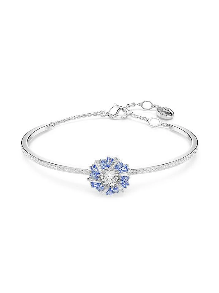 Idyllia Rhodium-Plated & Swarovski Crystal Flower Bangle