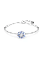 Idyllia Rhodium-Plated & Swarovski Crystal Flower Bangle