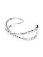 Hyperbola Rhodium-Plated & Swarovski Crystal Cuff