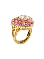 Idyllia Goldtone, Crystal & Imitation Pearl Cocktail Ring