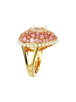 Idyllia Goldtone, Crystal & Imitation Pearl Cocktail Ring