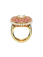 Idyllia Goldtone, Crystal & Imitation Pearl Cocktail Ring