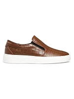 Embossed Leather Slip-On Sneakers