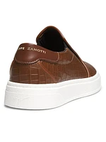 Embossed Leather Slip-On Sneakers