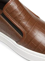 Embossed Leather Slip-On Sneakers