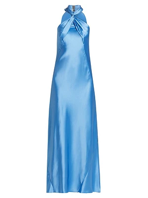 Portico Satin Twist Halter Gown