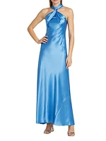 Portico Satin Twist Halter Gown