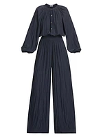 Lea Crinkled Wide-Leg Jumpsuit