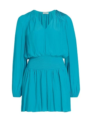 Jovie Elasticized Long-Sleeve Minidress