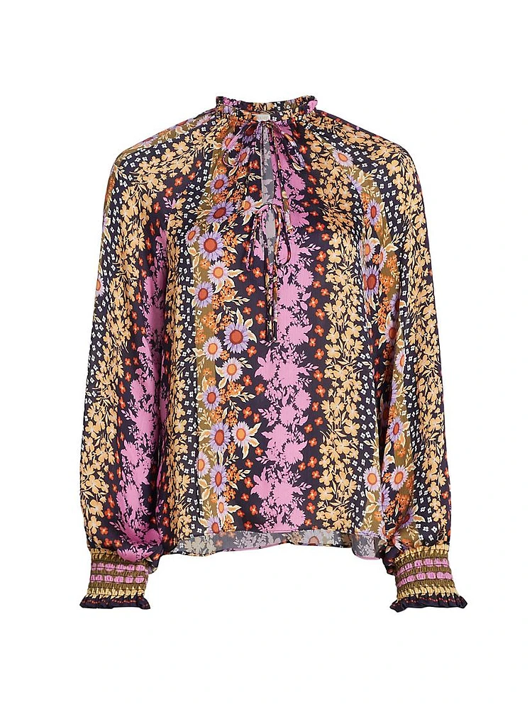 Demi Floral Balloon-Sleeve Top