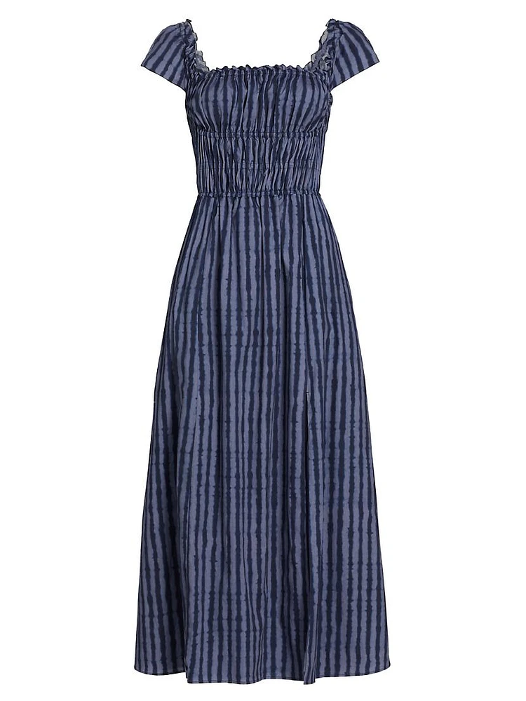 Lily Cotton-Blend Stripe Midi-Dress