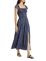 Lily Cotton-Blend Stripe Midi-Dress