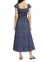 Lily Cotton-Blend Stripe Midi-Dress