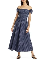 Lily Cotton-Blend Stripe Midi-Dress