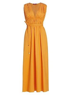 Fiona Cotton Shirred Maxi Dress