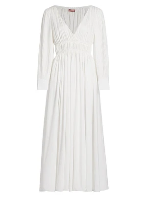 Kathleen Shirred Surplice Maxi Dress