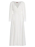 Kathleen Shirred Surplice Maxi Dress