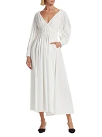 Kathleen Shirred Surplice Maxi Dress