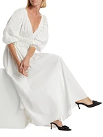 Kathleen Shirred Surplice Maxi Dress