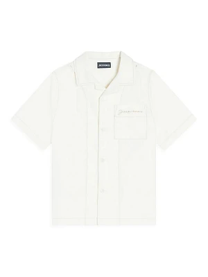 Little Boy’s & Logo-Embroidered Cotton Short-Sleeve Shirt