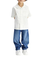 Little Boy’s & Logo-Embroidered Cotton Short-Sleeve Shirt