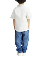 Little Boy’s & Logo-Embroidered Cotton Short-Sleeve Shirt