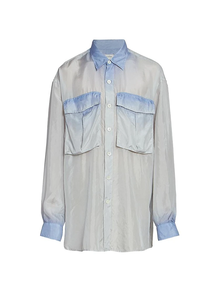 Calander Silk Button-Front Shirt