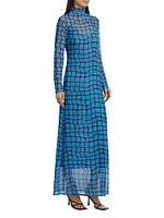 Zesty Mesh Geometric Maxi Dress