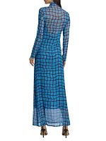 Zesty Mesh Geometric Maxi Dress