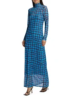 Zesty Mesh Geometric Maxi Dress