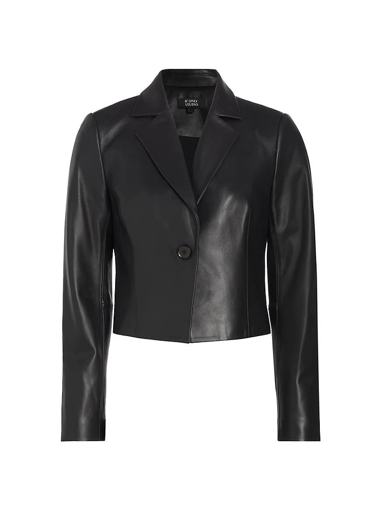 Dayna Cropped Leather Jacket