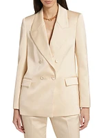 Tina Double-Breasted Satin Blazer