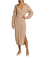 Long-Sleeve Wool & Cashmere Midi-Dress