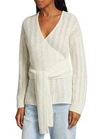 Pointelle-Knit Alpaca-Blend Wrap Sweater