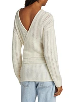 Pointelle-Knit Alpaca-Blend Wrap Sweater