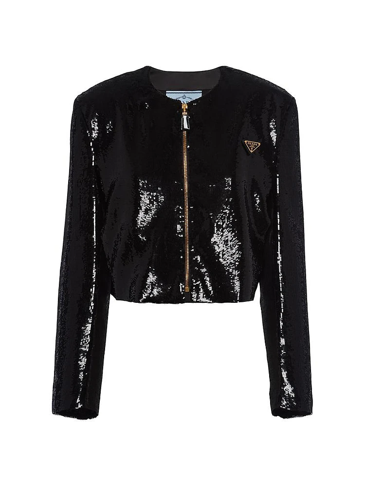 Single-Breasted Sequin Jacket