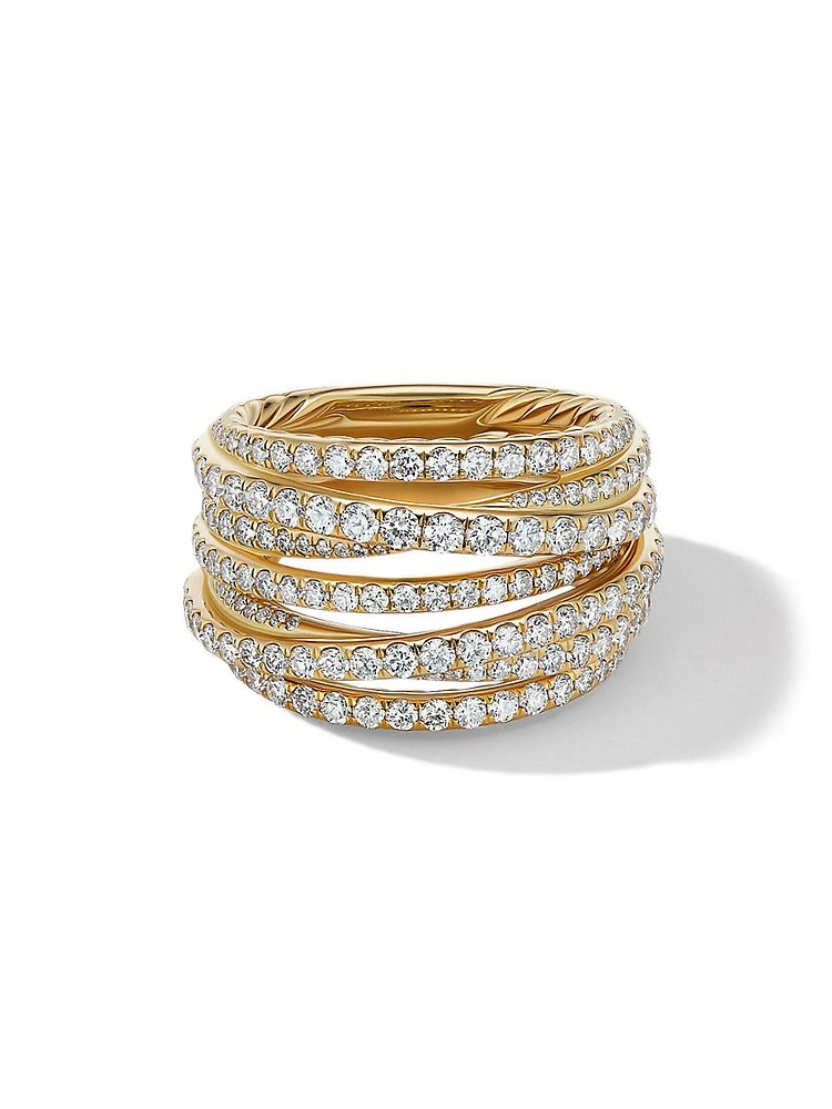 Pavé Crossover Ring 18K Yellow Gold